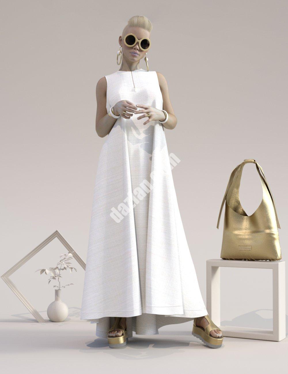 [daz合集] dForce极简主义Maxi连衣裙Genesis 8和8.1女性套装-DAZ爱好者