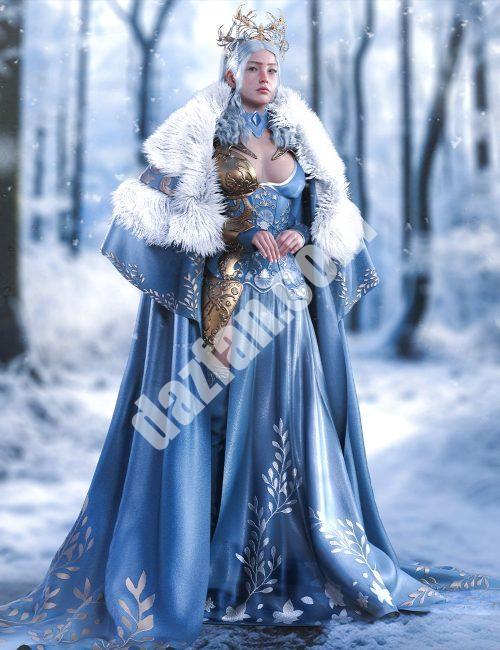 [daz服装] dForce创世纪9雪花女王套装-DAZ爱好者