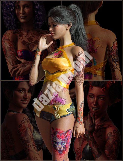 [daz角色] FPE创世纪9彩色纹身-DAZ爱好者