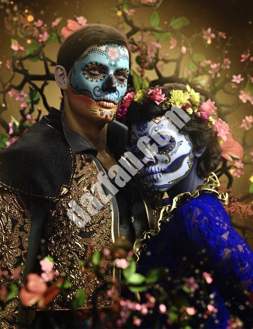 [daz服装] FPE Dia de los Muertos LIE Genesis 8.1化妆-DAZ爱好者