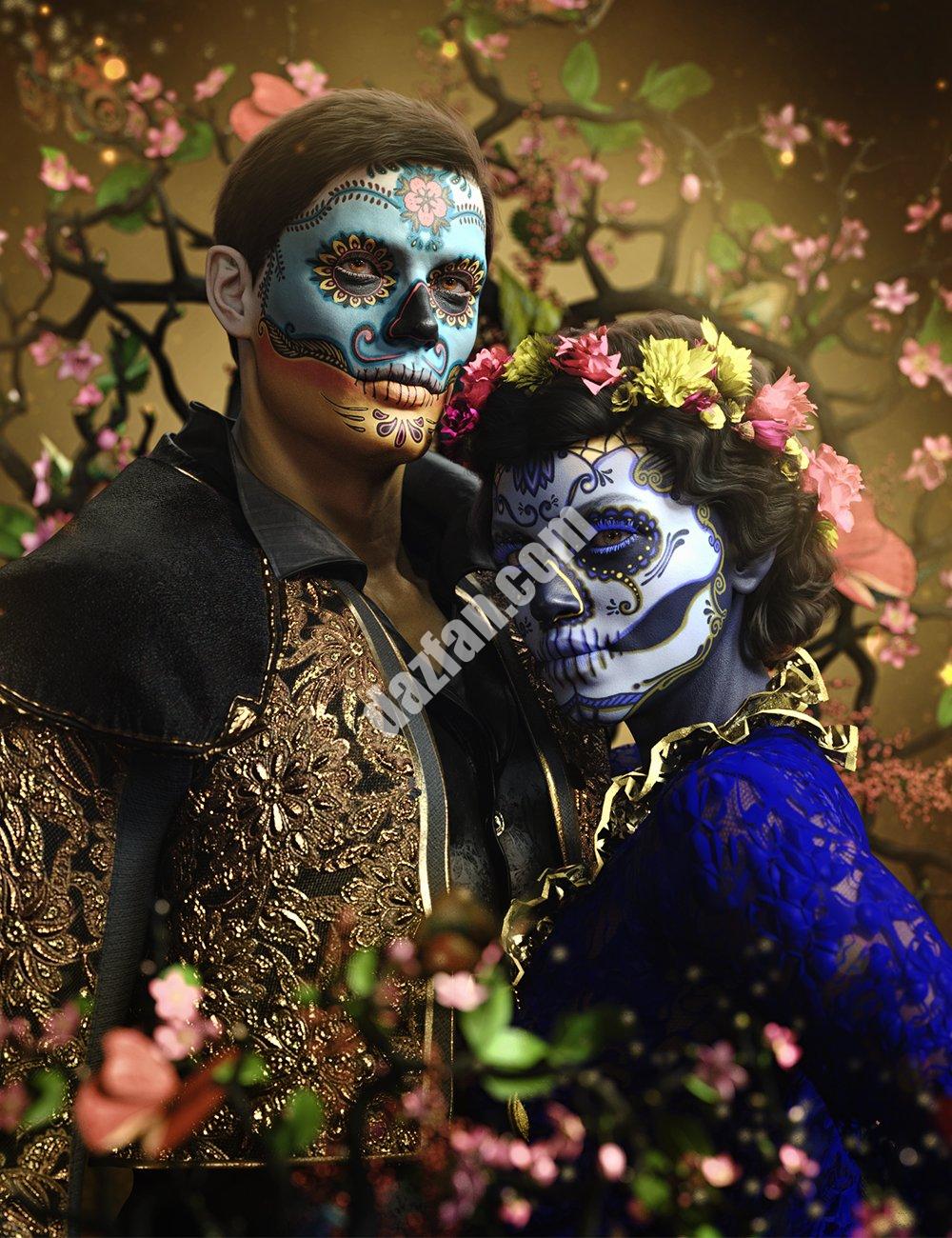 [daz服装] FPE Dia de los Muertos LIE Genesis 8.1化妆-DAZ爱好者