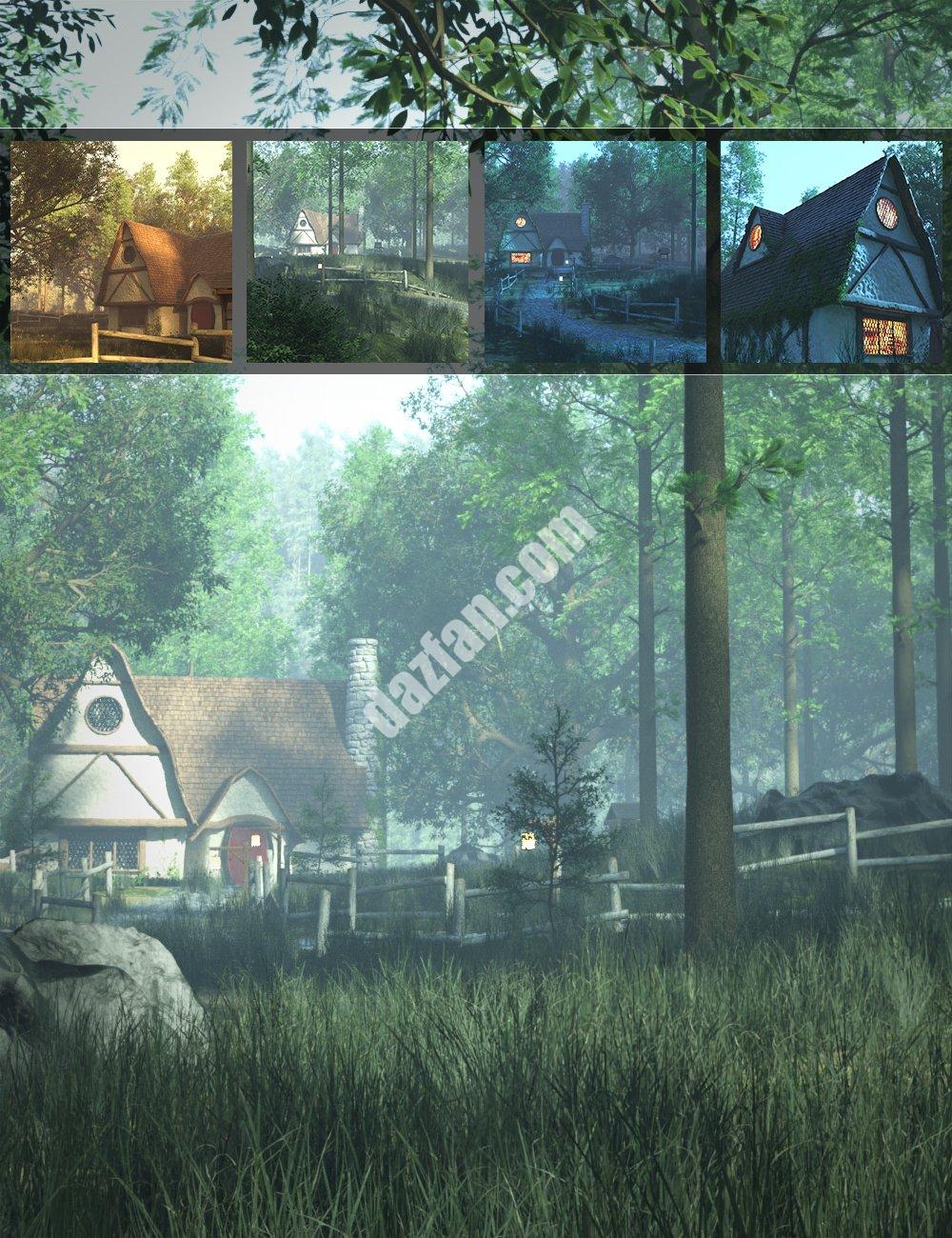 [daz场景] 女巫树林里的房子-DAZ爱好者