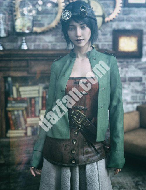 [daz服装] KUJ蒸汽朋克探索者套装Genesis 8和8.1女性套装-DAZ爱好者