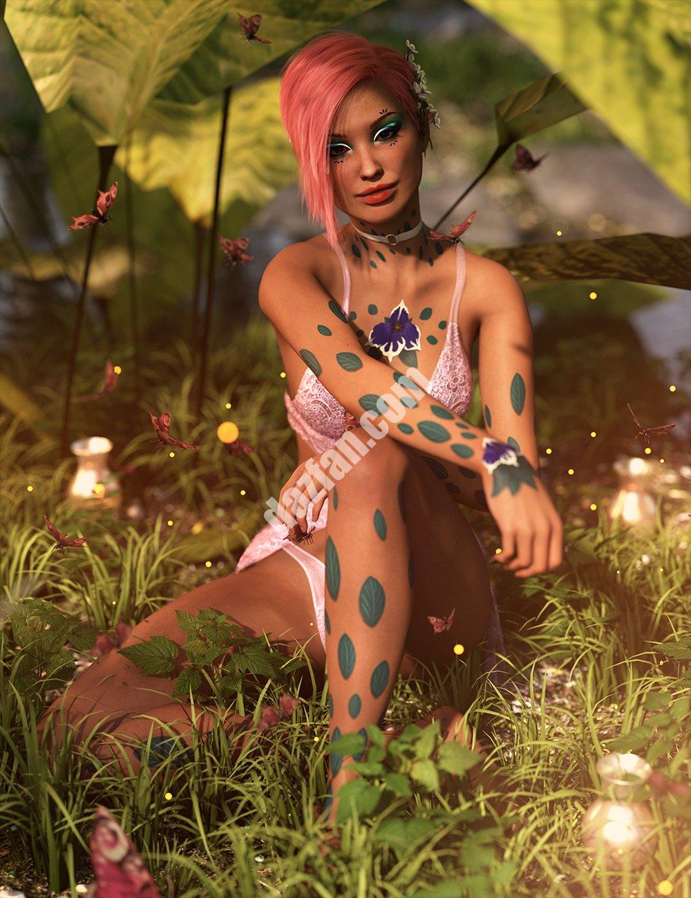 [daz服装] Leaves Body Art Makeup LIE for Genesis 9-DAZ爱好者