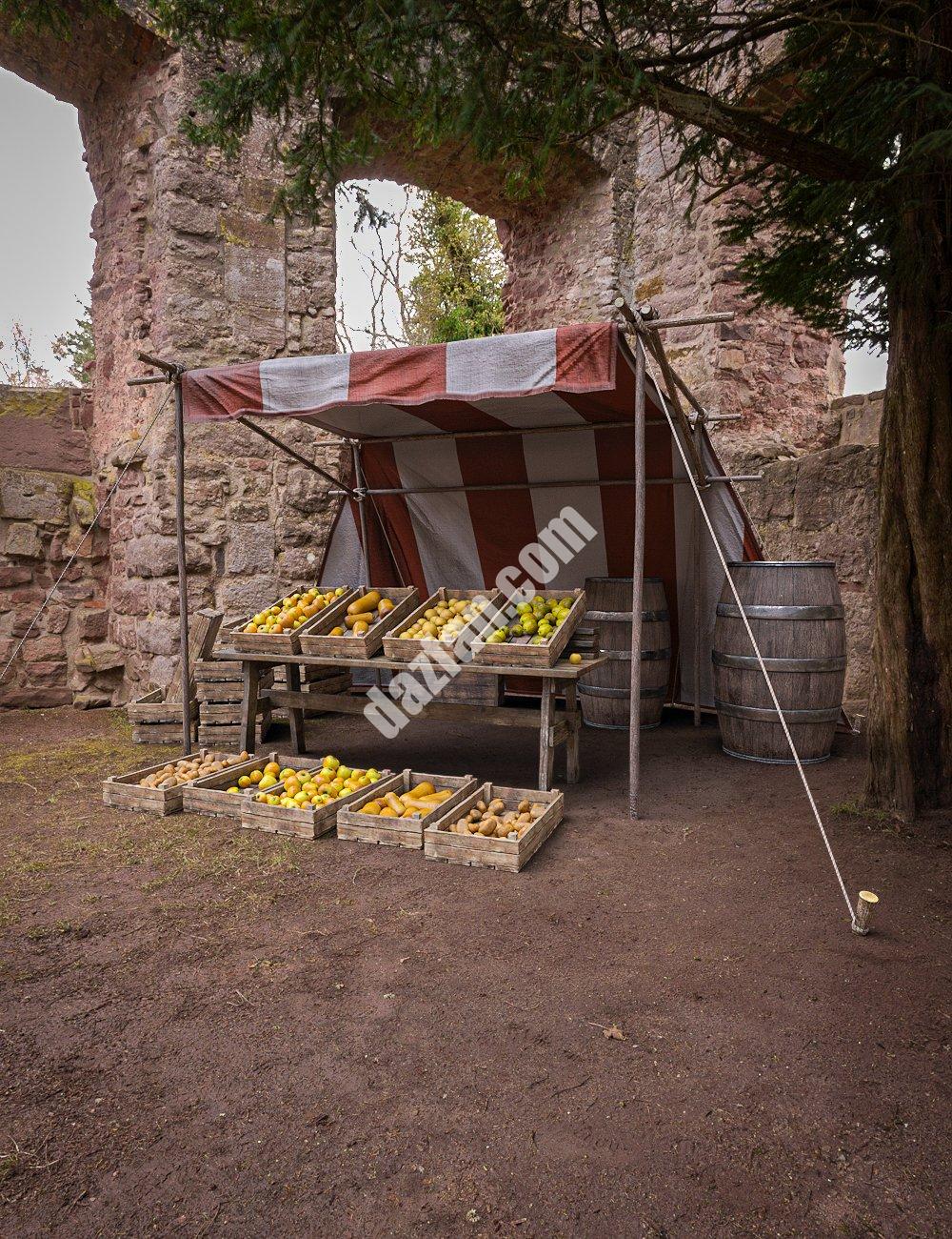 [daz场景] 中世纪市场摊位01-DAZ爱好者