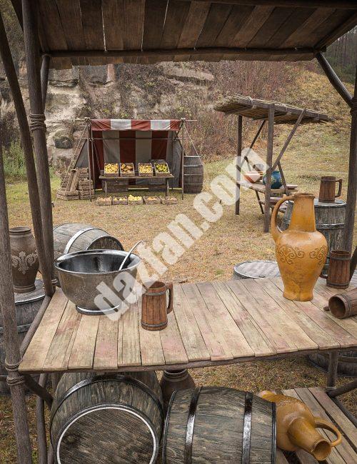 [daz合集] 中世纪市场摊位捆绑-DAZ爱好者