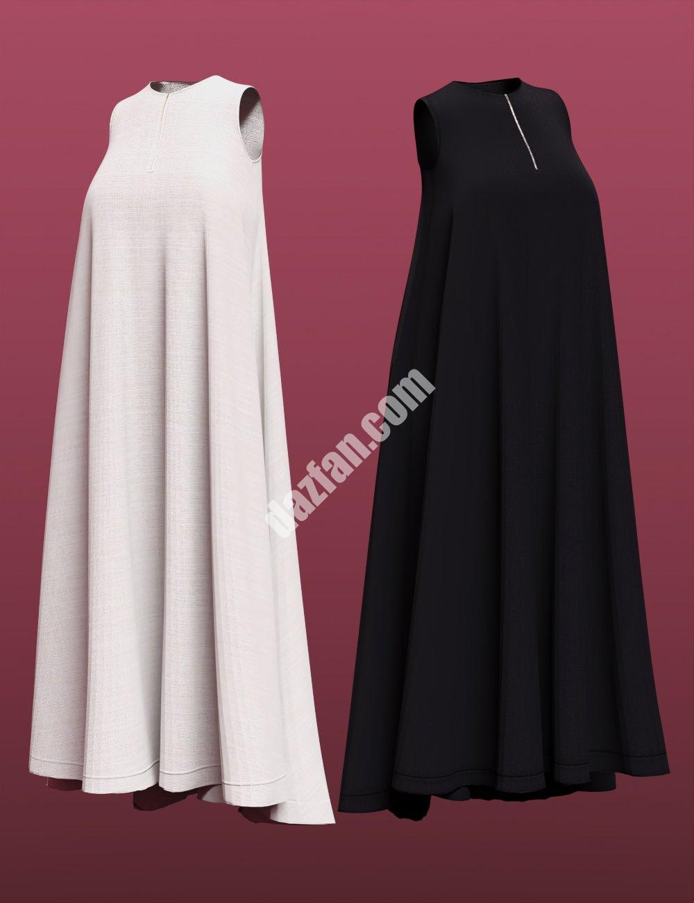 [daz服装] 极简主义Maxi dForce Maxi连衣裙，适用于Genesis 8和8.1女性-DAZ爱好者