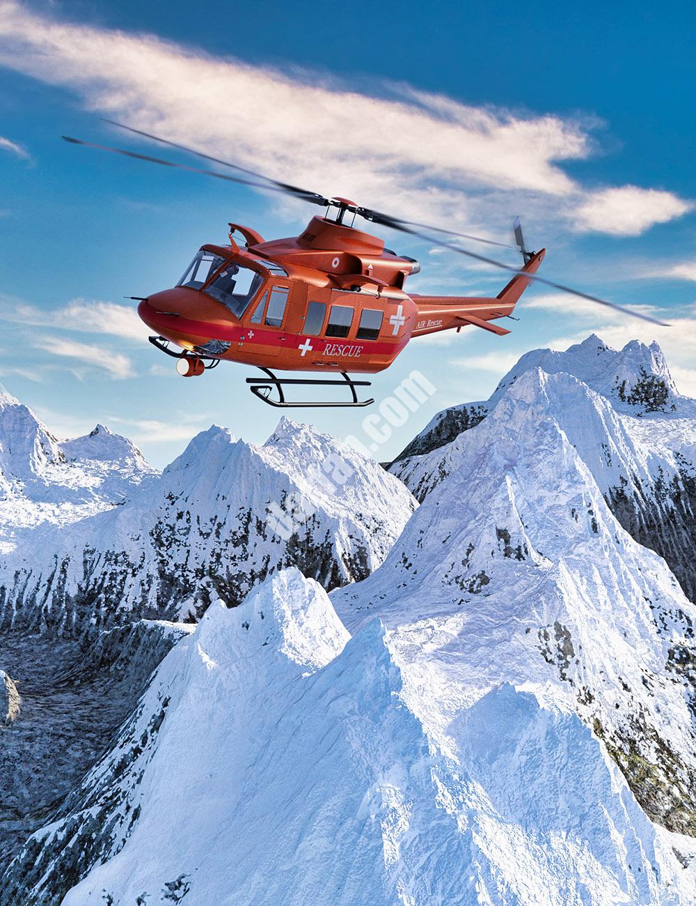[daz场景] 山地救援直升机-DAZ爱好者