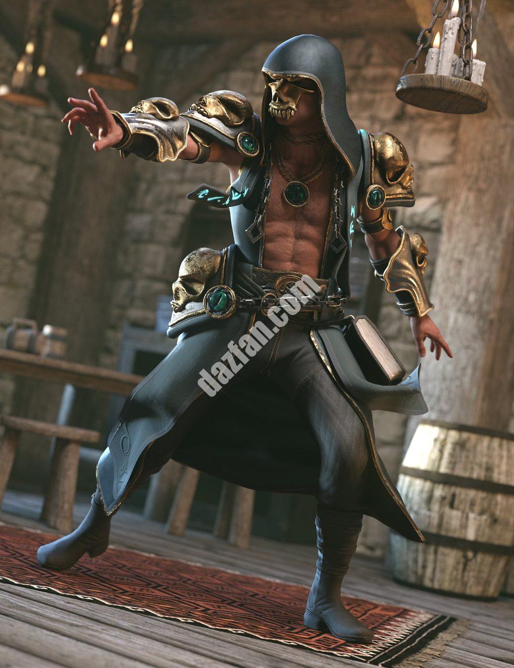 [daz服装] 创世纪8.1男性亡灵巫师盔甲-DAZ爱好者