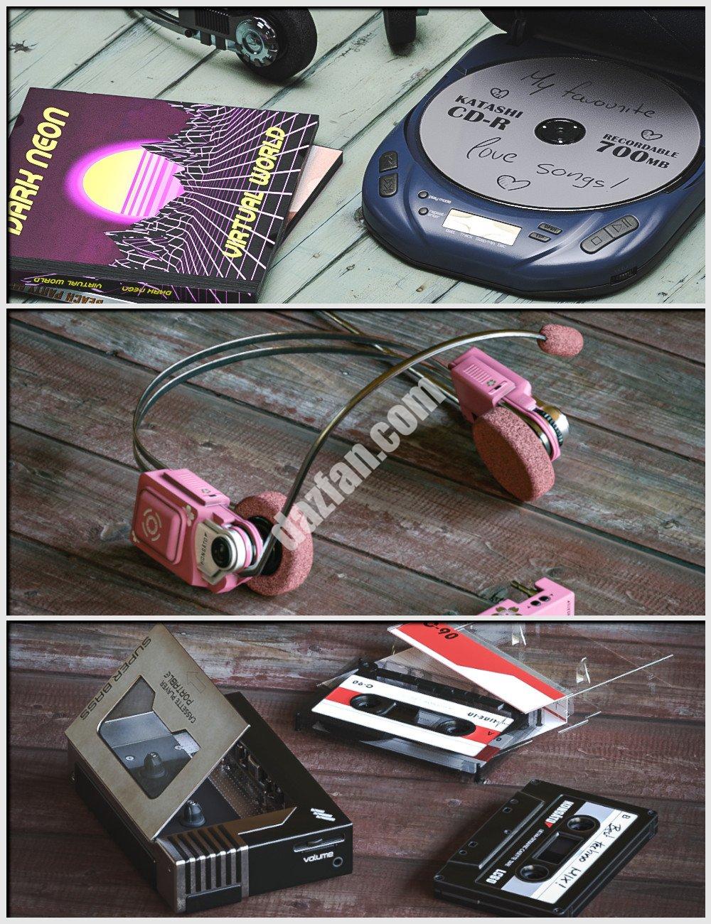 [daz合集] OR3D 90的随身听道具捆绑包-DAZ爱好者