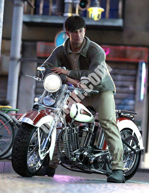 [daz姿势] 公路爱好者为弥敦9和XI经典巡洋舰摩托车拍照-DAZ爱好者