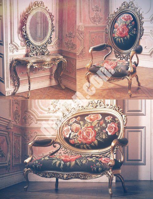 [daz场景] 洛可可复古家具纹理-DAZ爱好者