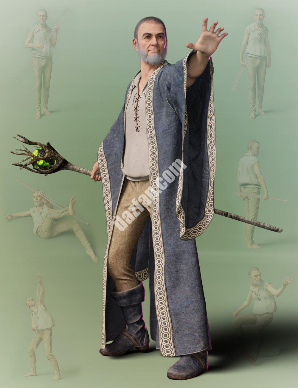 [daz姿势] Staff Wielder为创世纪8男性和创世纪8女性摆姿势-DAZ爱好者