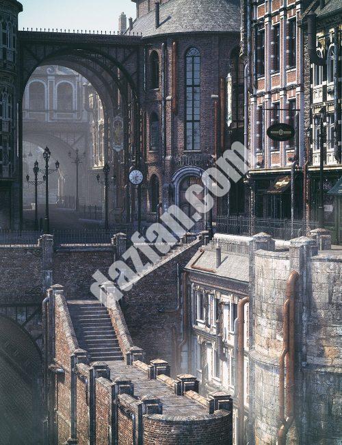 [daz场景] 蒸汽朋克的街道-DAZ爱好者