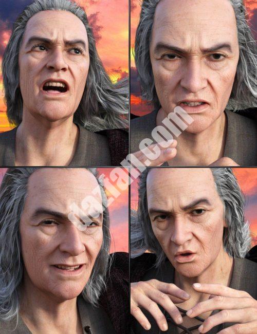 [daz姿势] Merlin 8.1和Genesis 8.1雄性的巫师表情-DAZ爱好者