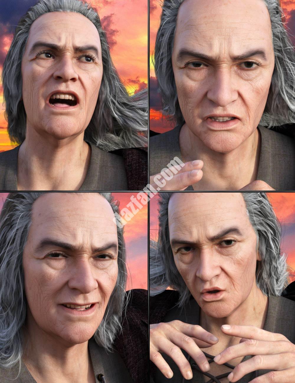 [daz姿势] Merlin 8.1和Genesis 8.1雄性的巫师表情-DAZ爱好者