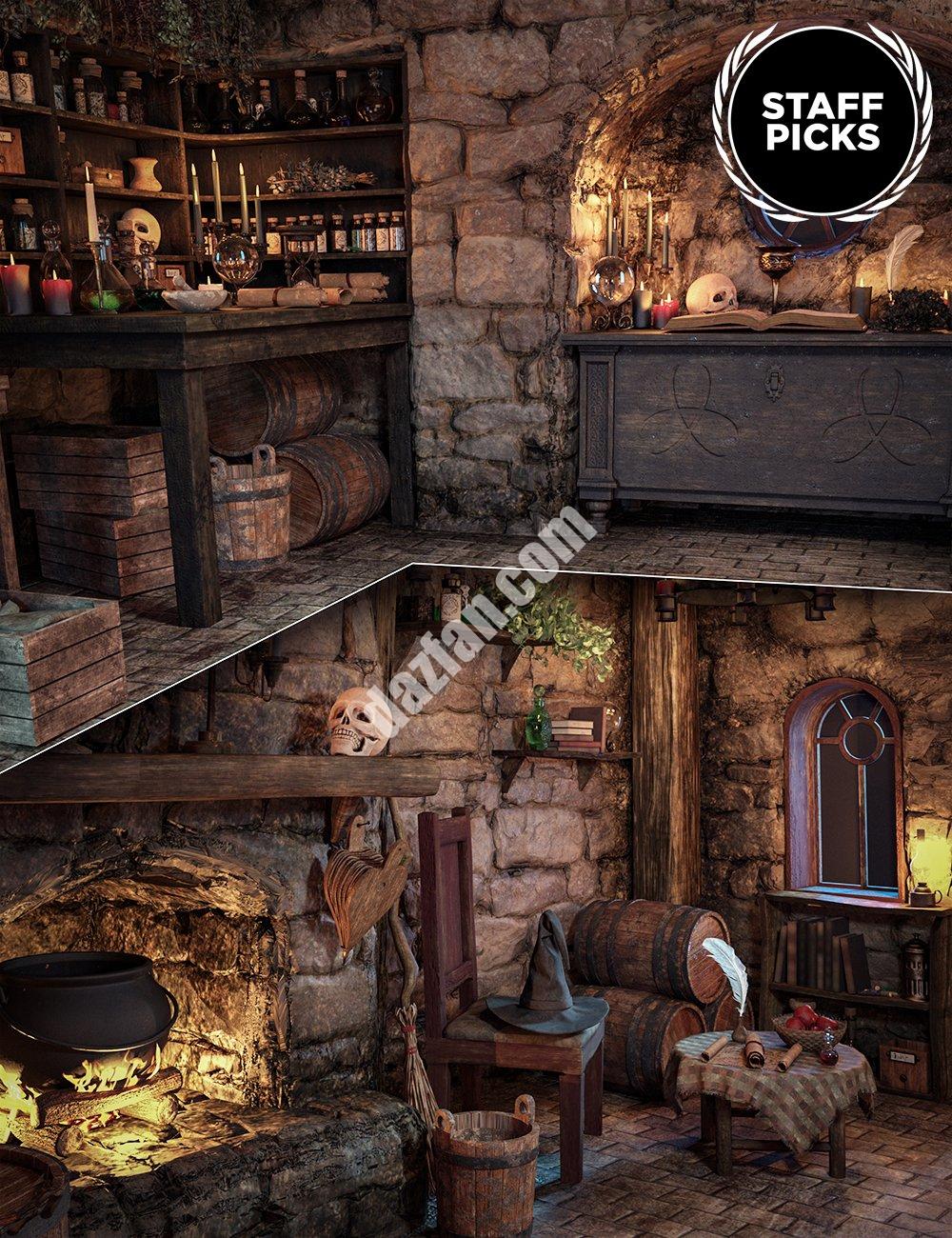 [daz场景] Triple Moon Cottage and Props-DAZ爱好者