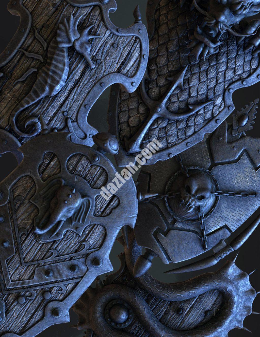 [daz道具] 战士动物盾牌-DAZ爱好者