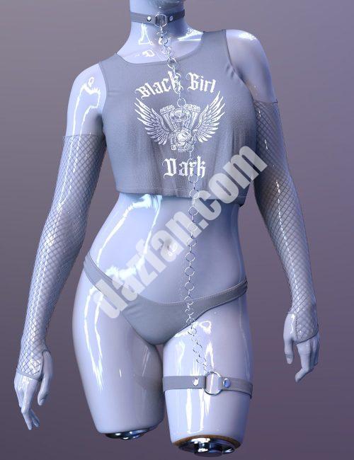 [daz服装] 创世纪9的X时尚深色女孩服装-DAZ爱好者