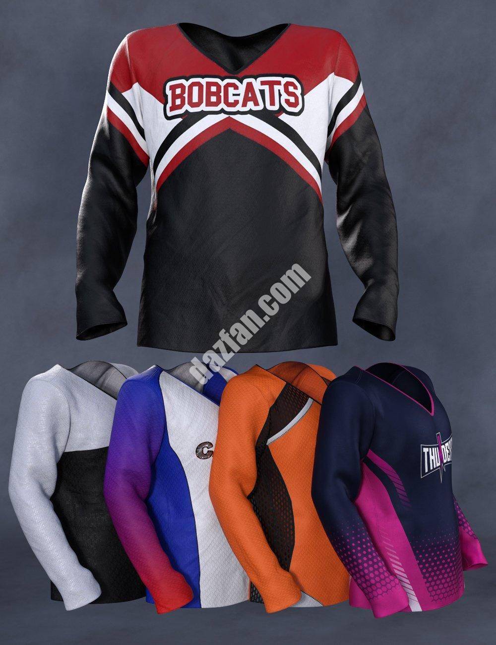 [daz服装] Cheerleading Squad Outfit dForce Genesis 8和8.1男性长袖衬衫-DAZ爱好者