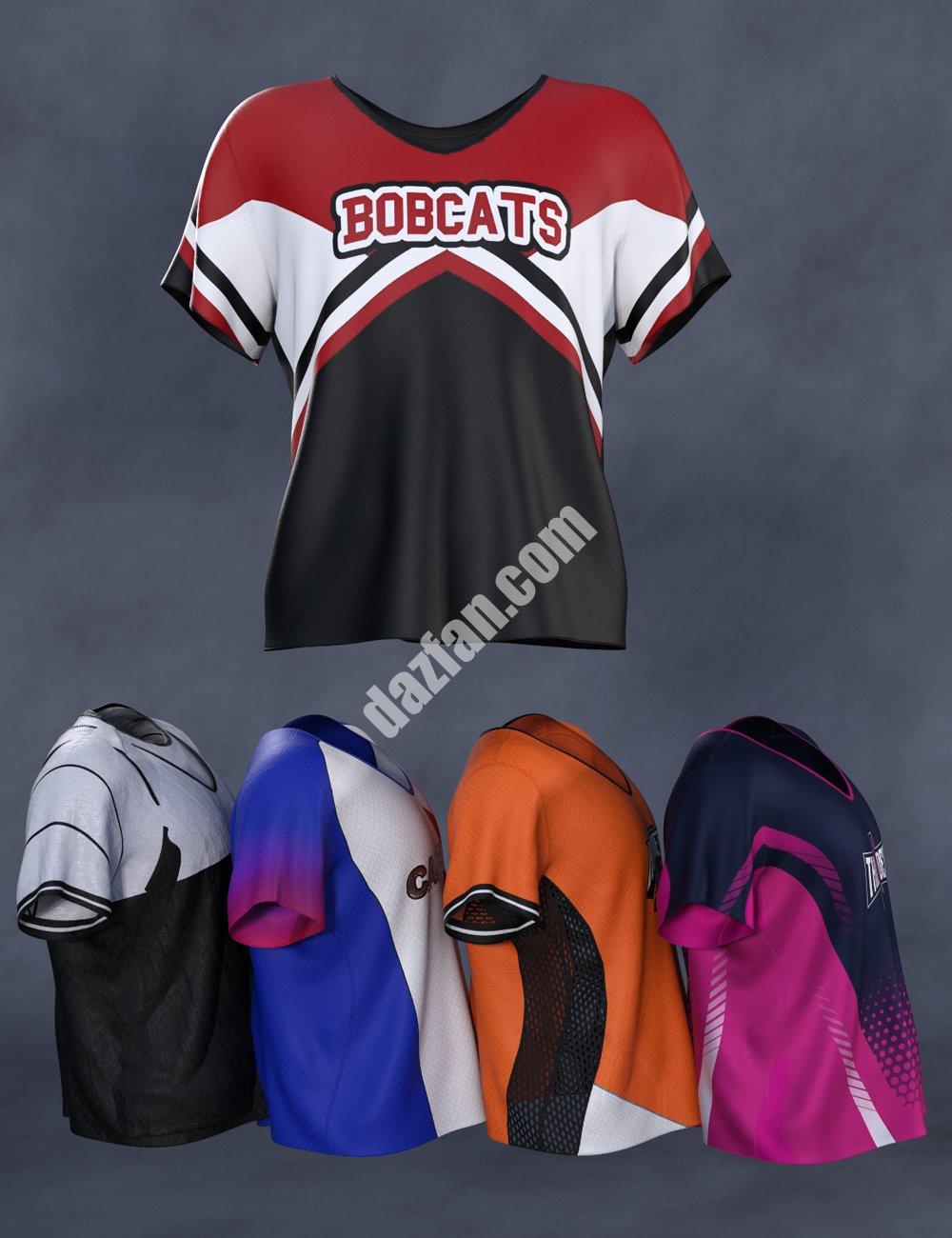 [daz服装] Cheerleading Squad Outfit dForce Genesis 8和8.1男性T恤-DAZ爱好者