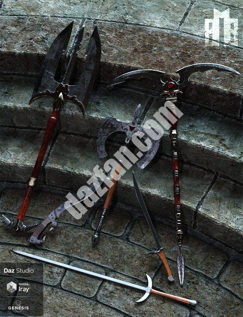 [daz道具] 黑市之刃武器冲突-DAZ爱好者