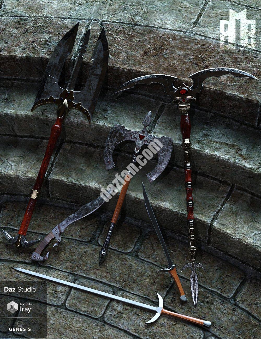 [daz道具] 黑市之刃武器冲突-DAZ爱好者