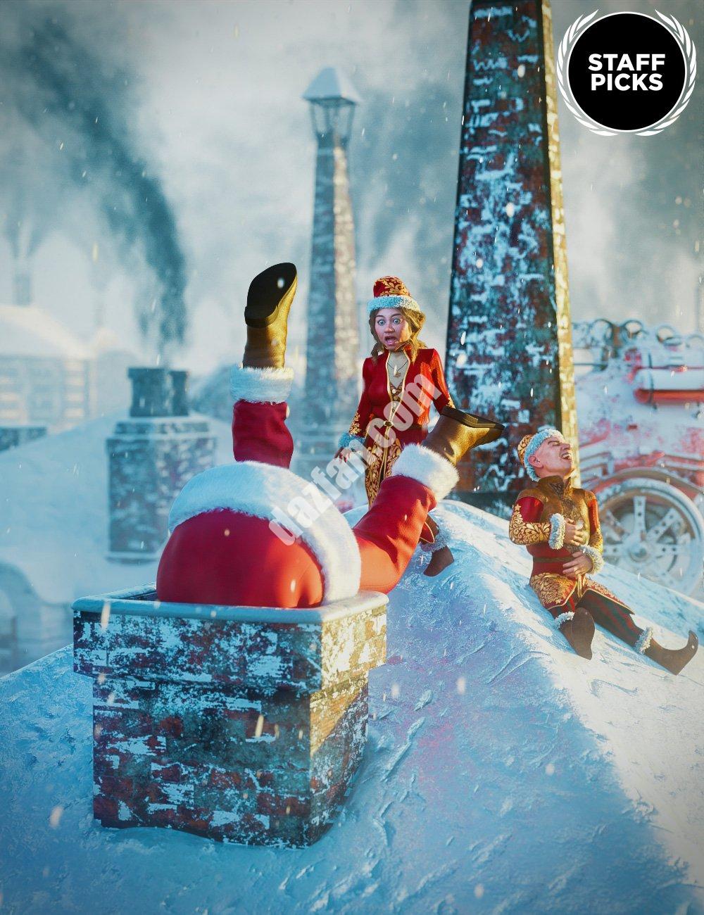 [daz场景] 维多利亚式屋顶圣诞场景-DAZ爱好者