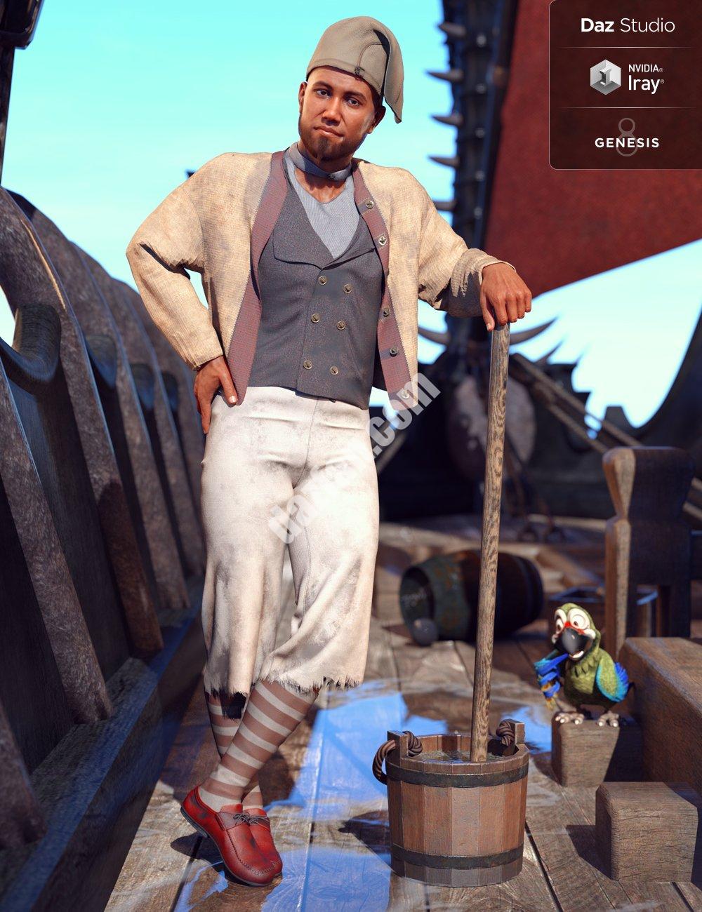 [daz服装] dForce创世纪8号男性甲板手装-DAZ爱好者