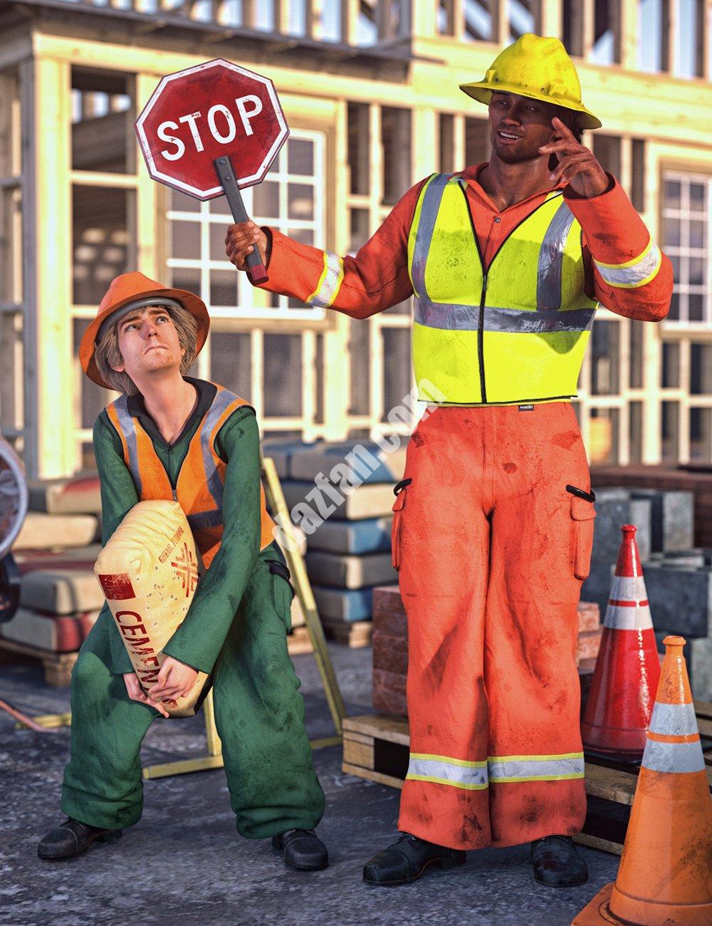 [daz服装] dForce创世纪8号男性道路作业装备-DAZ爱好者