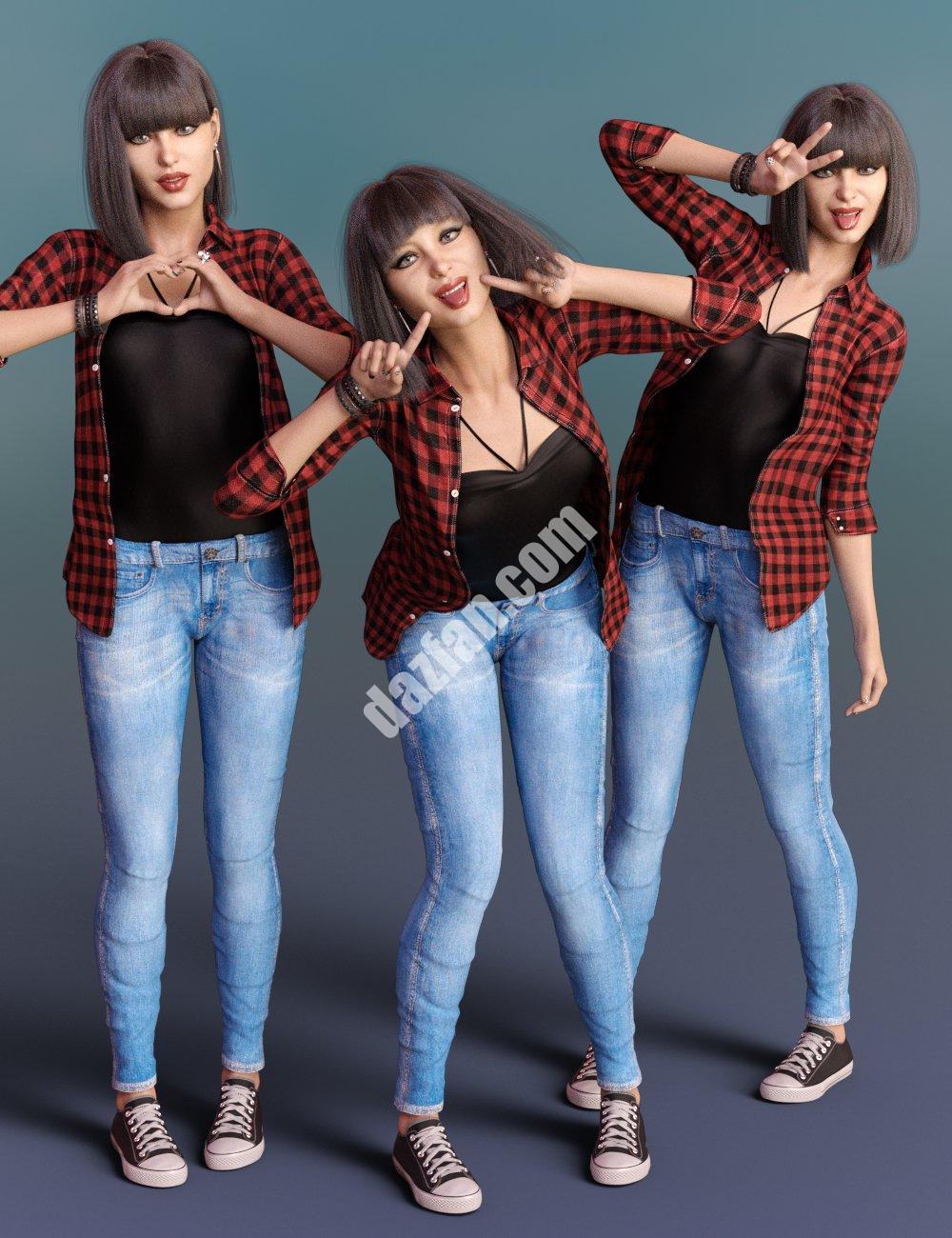 [daz姿势] 青少年Raven和Genesis 8女性的情绪姿势-DAZ爱好者