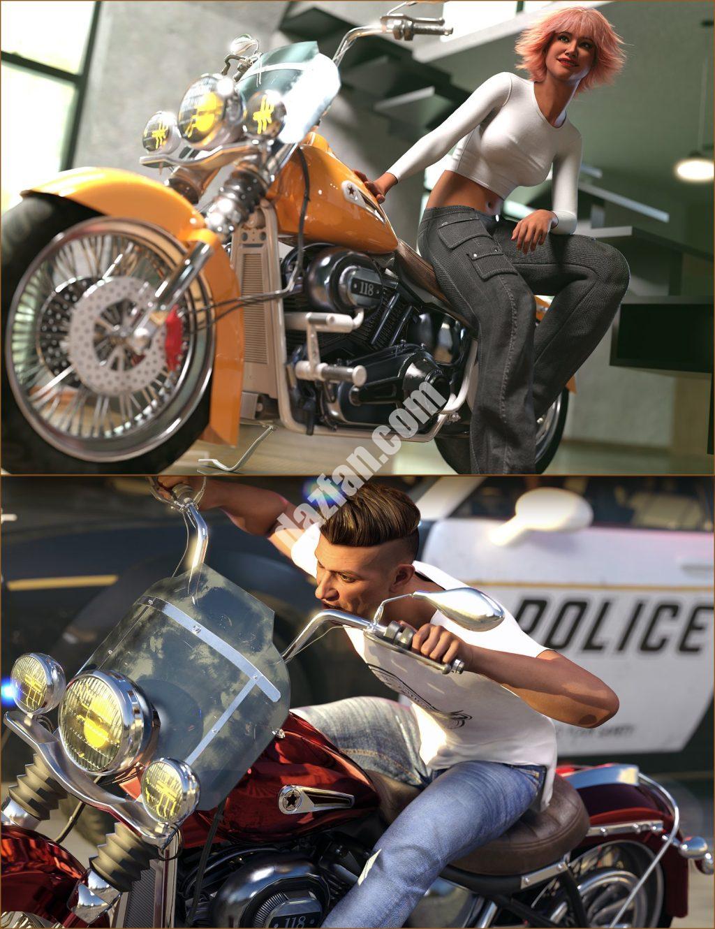 [daz载具] 黑暗经典摩托车和创世纪9的流氓骑手姿势-DAZ爱好者