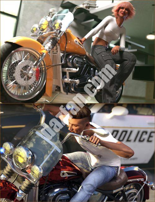 [daz载具] 黑暗经典摩托车和创世纪9的流氓骑手姿势-DAZ爱好者