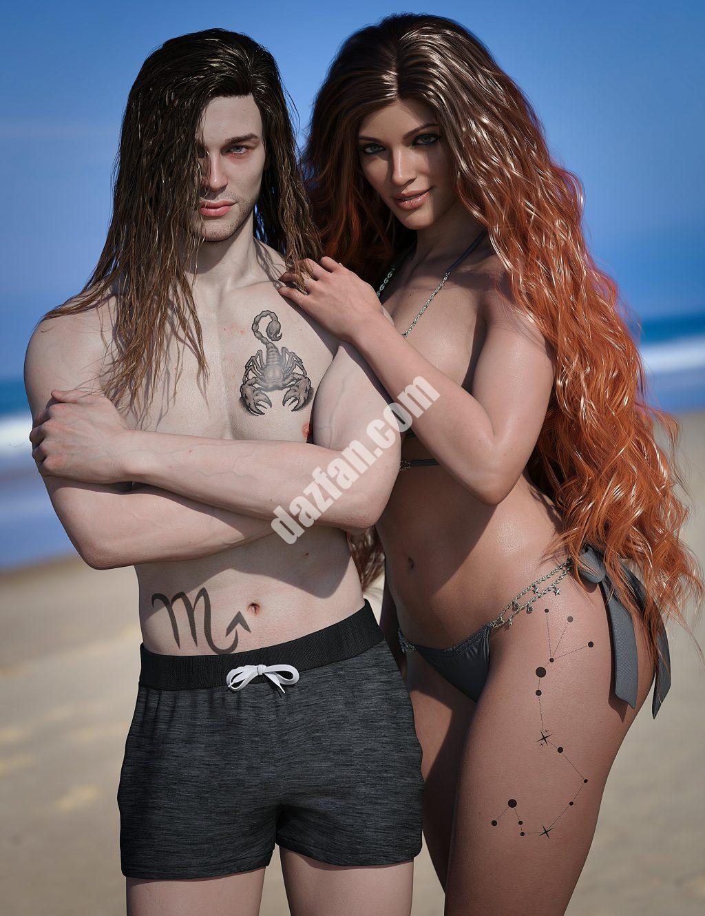 [daz角色] 创世纪8.1天蝎座十二生肖纹身-DAZ爱好者