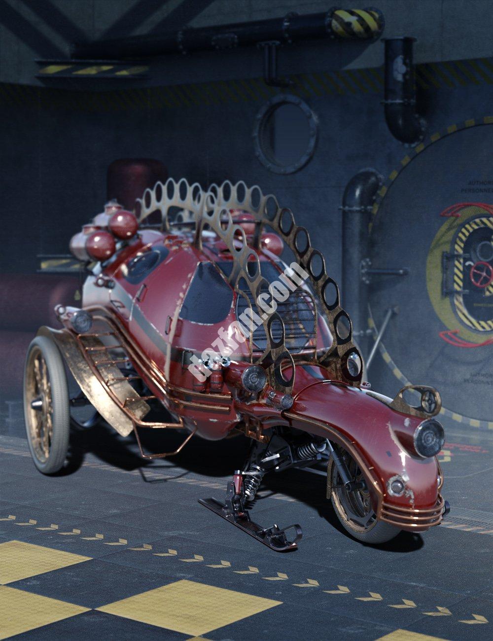 [daz载具] 蒸汽朋克雪橇-DAZ爱好者