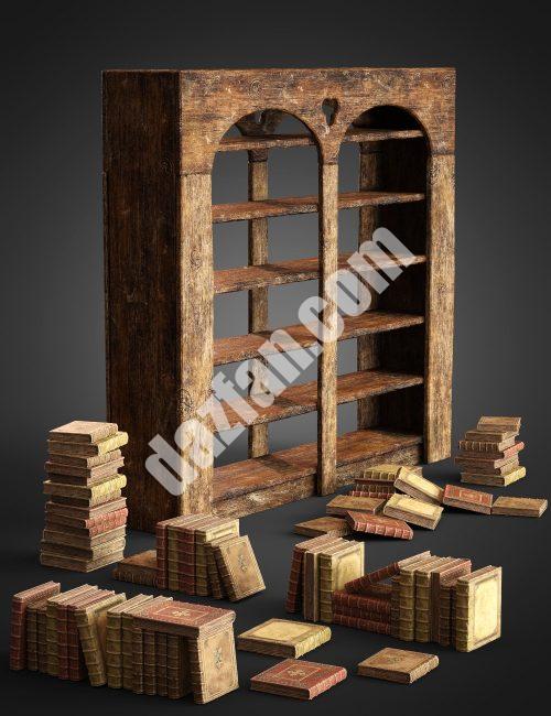 [daz道具] 炼金师工作室道具-书籍套装-DAZ爱好者