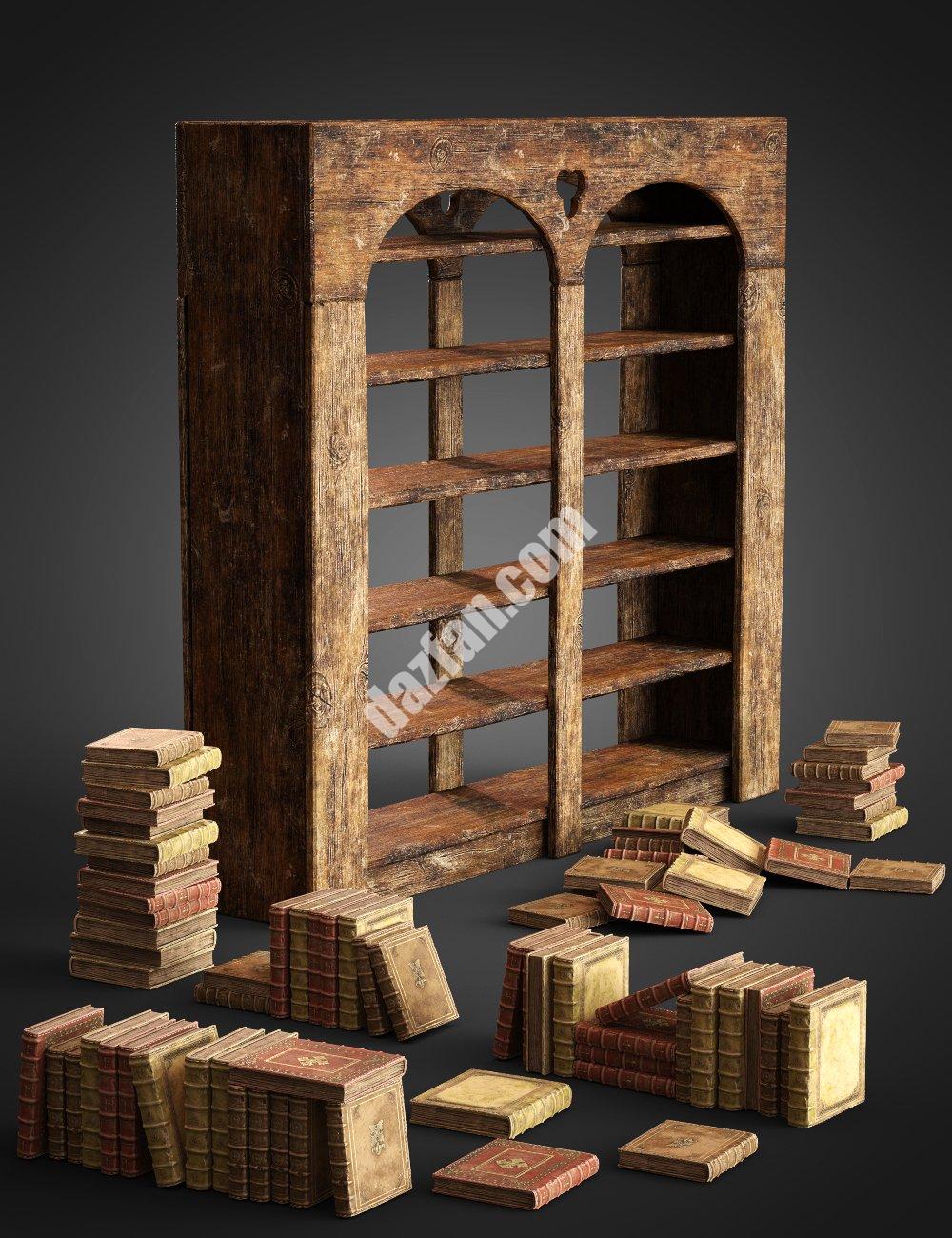 [daz道具] 炼金师工作室道具-书籍套装-DAZ爱好者