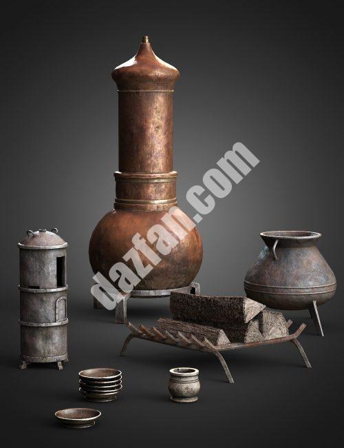 [daz道具] 炼金师工作室道具-烹饪套装-DAZ爱好者