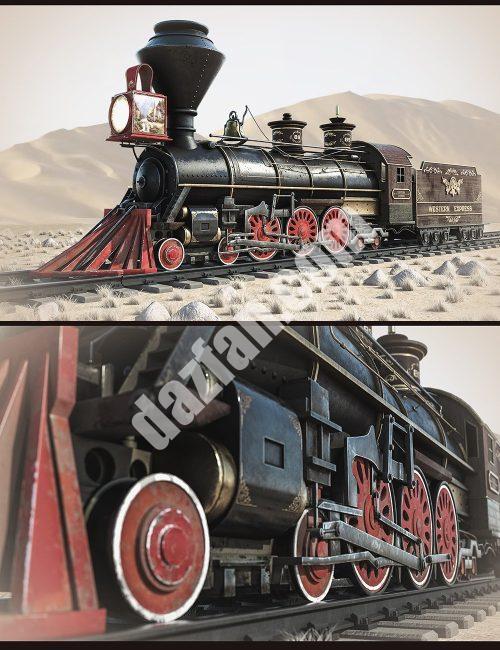 [daz场景] 西部特快列车机车-DAZ爱好者