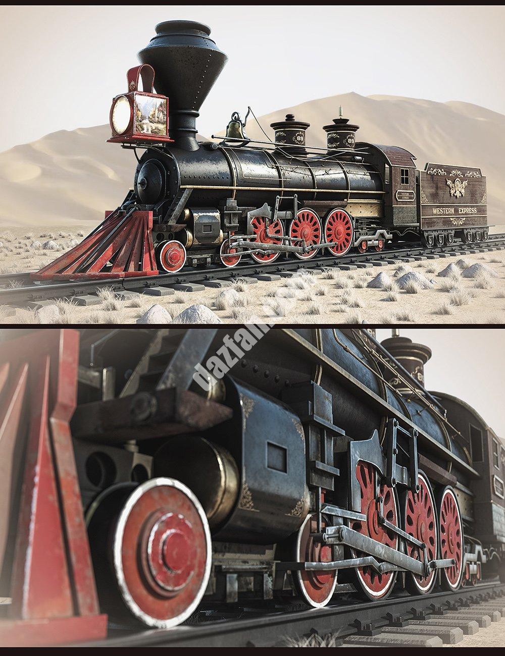 [daz场景] 西部特快列车机车-DAZ爱好者