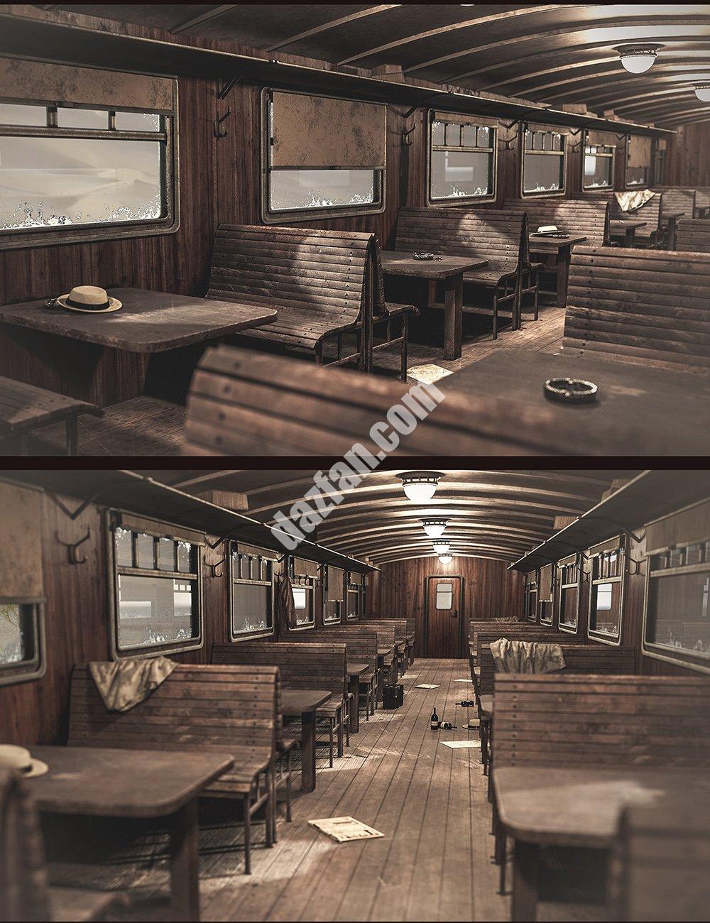 [daz场景] 西部特快列车二等车厢-DAZ爱好者