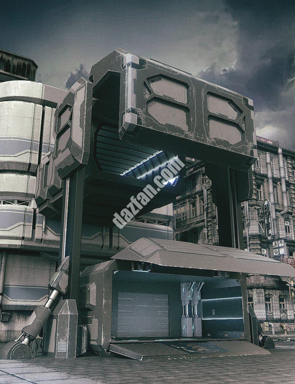 [daz场景] X-BIT未来空间传输仓库-DAZ爱好者