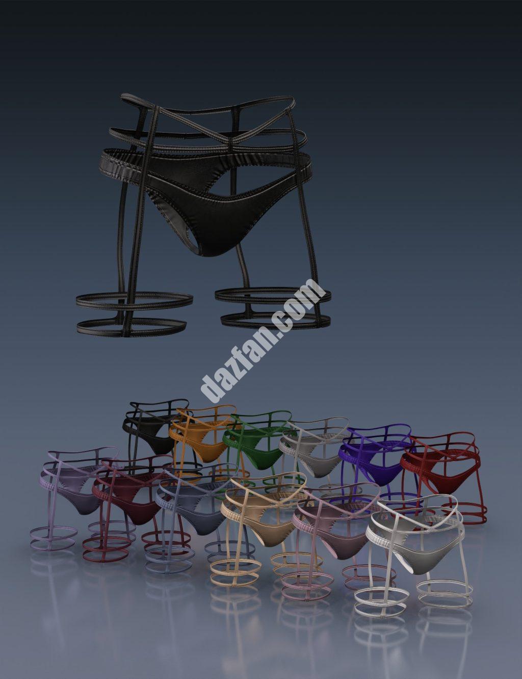 [daz服装] X Fashion Club背带套装01 Genesis 8和8.1女性内裤和背带-DAZ爱好者