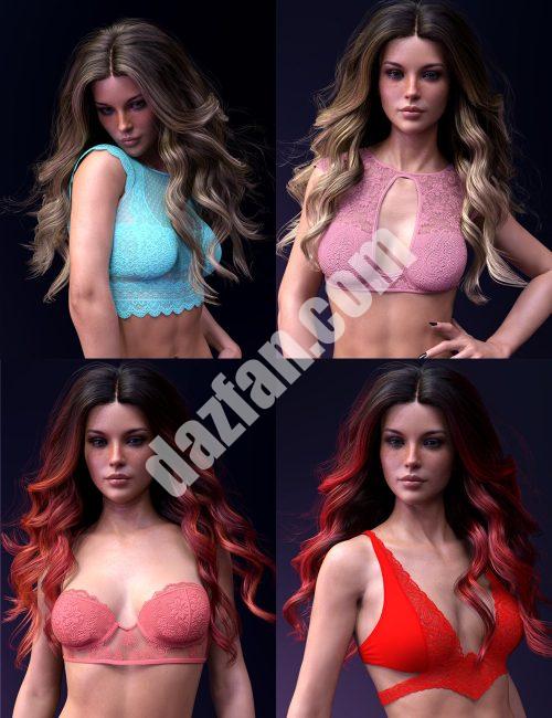 [daz服装] Genesis 8和8.1女性X时尚蕾丝上衣套装-DAZ爱好者