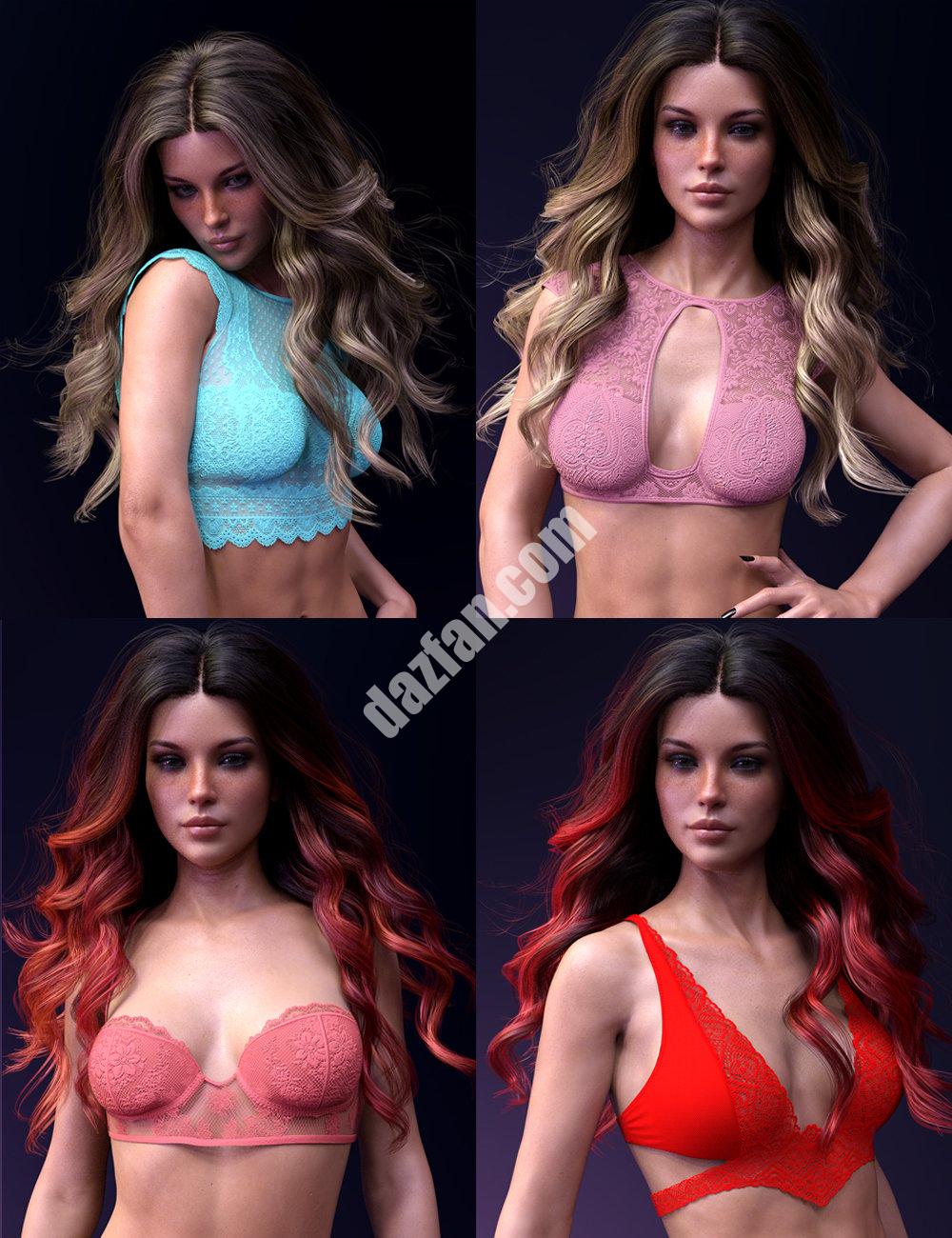 [daz服装] Genesis 8和8.1女性X时尚蕾丝上衣套装-DAZ爱好者
