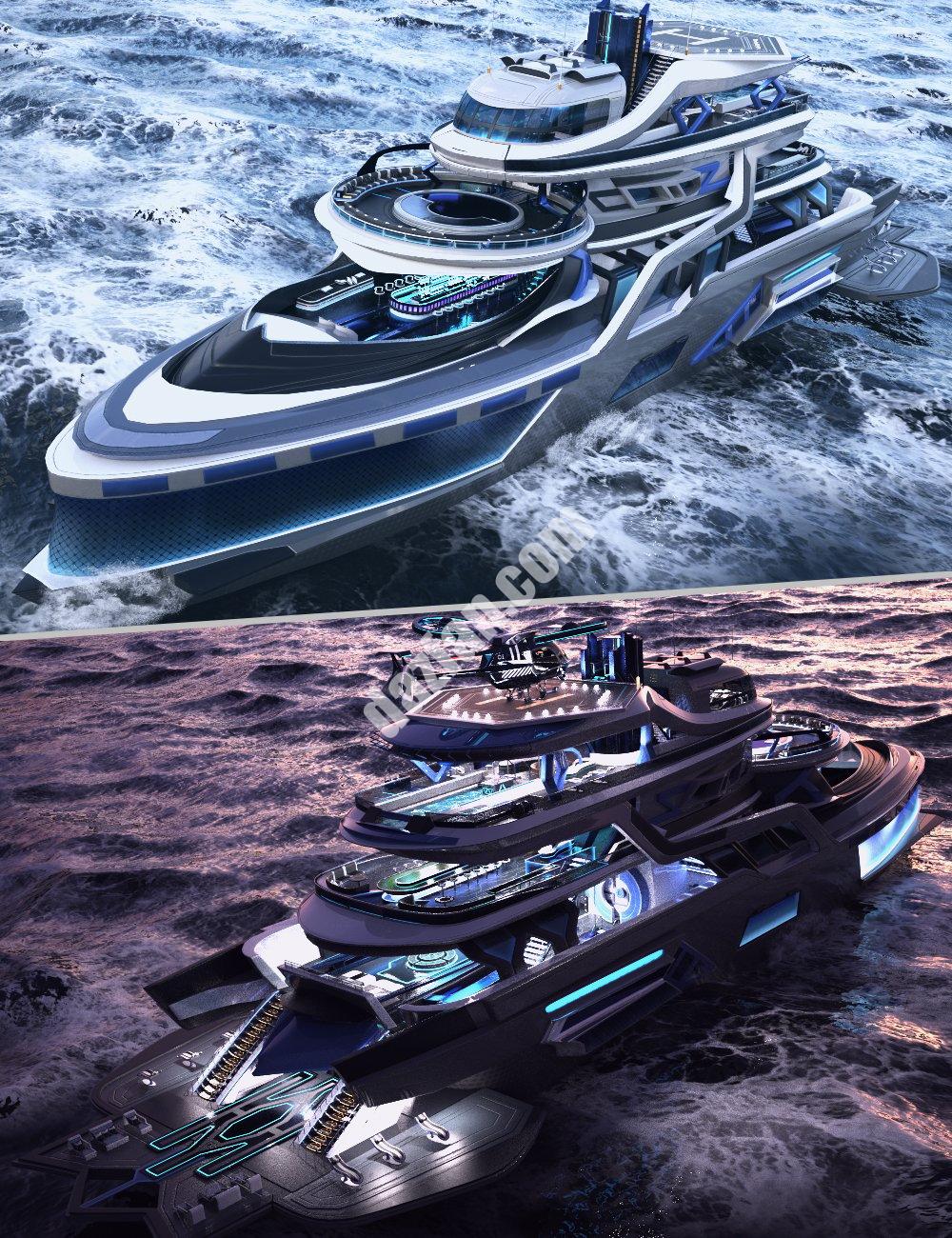 [daz载具] XI未来主义游艇-DAZ爱好者
