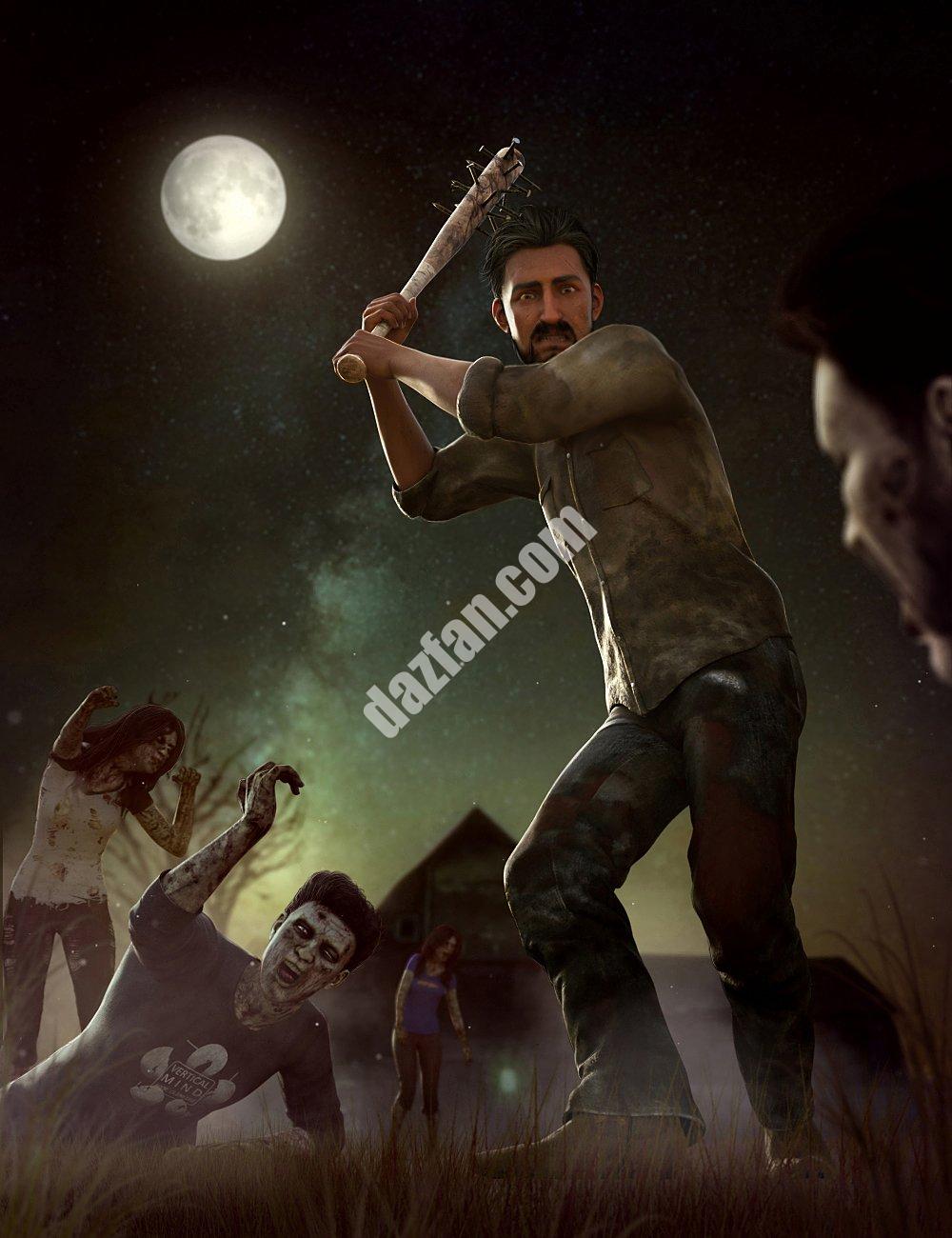 [daz姿势] 僵尸和幸存者的姿势和道具-DAZ爱好者